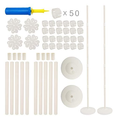 NIUBER Balloon Column Kit - 2 Set Balloon Column Kit Base and Pole 5.08 Feet Height and 50Pcs Balloon Rings with Water Fillable Base Balloon Stand Kit