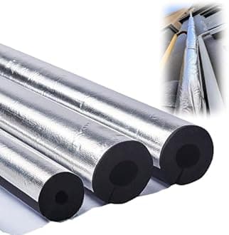 Outdoor Foam pipe insulation tubing, for On air conditioning lines on Heat Pump, Insulated tubes prevent heat loss, ID 22mm (7/8")-165mm (6-1/2") aluminum foil Foam Tubing(27mm(ID) x15mm)