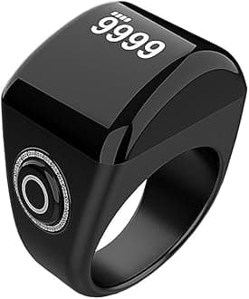 Smart Ring, Muslim Digital Azan Alarm Clock, Digital Tasbih Finger Counter with OLED Screen, Waterproof, APP Support Counter Smart Ring (20mm)