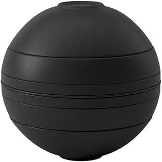 Villeroy & Boch Iconic Collection La Boule, 7-Piece Dinnerware Set for 2, Premium Porcelain, Made in Germany, Dishwasher Safe, 9.5 x 9 in, Black