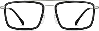 LENSKART AIRSignia (Durable, Flexible and Light-Weight) Zero Power Bluecut and Antiglare Computer Eyeglasses | Silver Black Rectangular Full Rim | For Men and Women | Large | LA E11289