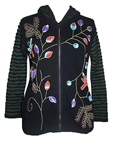 Agan Traders Women's Boho Assorted Tie Dye Patch Razor Cut Hoodie Sweatshirts Jacket - RJ 355