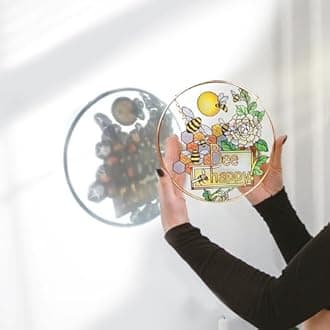 Stained Glass Window Hangings - Bee, Butterfly, Puppy Suncatchers - Hand-Painted Glass Panel Decoration