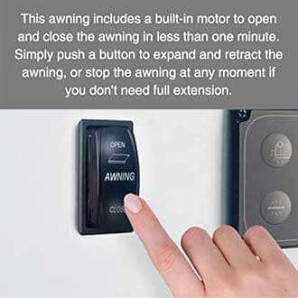 Awnlux Black Motorized Modular Retractable RV Awning Full Set Assemblies for RV, 5th Wheel, Travel Trailers, Toy Haulers, and Motorhome - RV Trailer Awning for Home or Camper - 11x8 Ft - Grey Fade