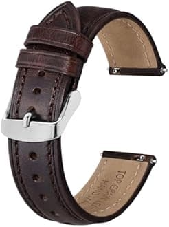 BISONSTRAP Retro Leather Watch Straps for Men, Oil Waxed Calfskin Replacement Band, Quick Release, Band Width 18mm 19mm 20mm 22mm