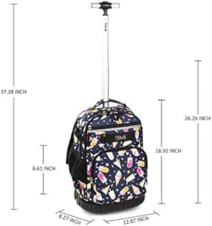Tilami Rolling Backpack 19 inch with Lunch Bag Wheeled Laptop Backpack, Summer
