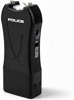 Police Stun Gun for Self Defense 398 – High Voltage Mini Rechargeable with LED Flashlight, Compact & Heavy Duty – Personal Security for Women Men – Black