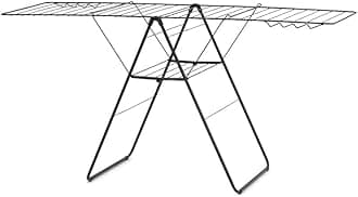 HangOn Laundry Drying Rack (25m / Matt Black) Compact, Foldaway, Adjustable Indoor Stainless Steel Clothes Horse