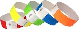 EventWristbands Premium 1" Tyvek Wristbands (500 Count, Variety) - Red, Green, Blue, Yellow & Orange Colored Event Wristband Paper Bracelets - Neon Wrist Bands For Parties, Festivals, Fairs