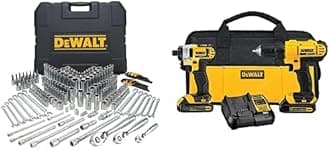 Mechanics Tools Kit and Socket Set, 204-Piece (DWMT72165) & 20V MAX* Cordless Drill Combo Kit, 2-Tool (DCK240C2)