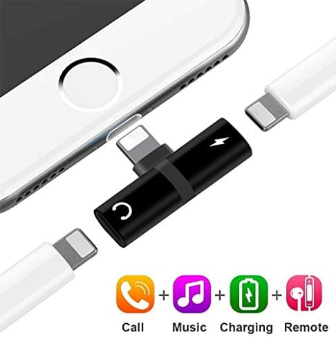 Dual Function Adapter Compatible for iPhone X 7 8 Plus Splitter, EXECCZO Audio & Charger Adatper for Charging and Headphones Compatible for iPhone X / 7/7 Plus / 8/8 Plus (iOS 10.3 and Later)