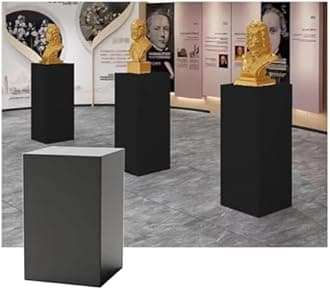 Square Pedestal Stands, Cube Pillars Event Decoration, Props Stand Base For Wedding Sculpture Dessert Table Showing, Strong Load-Bearing(Black,50x50x20cm)