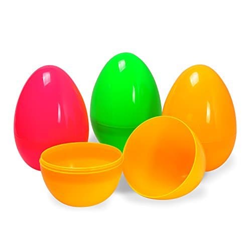 Seekingtag 12 Pcs Jumbo Plastic Easter Eggs, 6" Large Easter Eggs fillable, Perfect for Easter Egg Hunt, Surprise Egg, Easter Theme Party Favor, Colorful Bright Easter Eggs