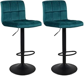 DUHOMELarge Size Bar Chairs Set of 2,Adjustable Barstools Seat Made of Velvet Suitable for Restaurants Kitchens Living Rooms Diningroom Entertainment Rooms Offices Cafes Atrovirens