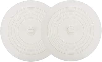 Tub Stopper 2 Pack, 6 inches Large Silicone Drain Plug Hair Stopper Flat Suction Cover for Kitchen Bathroom and Laundry (White)