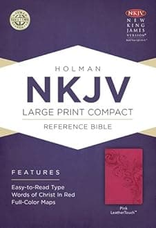NKJV Large Print Compact Reference Bible, Pink LeatherTouch