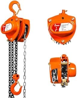 Chain Hoist 1 Ton(2200Lbs) Capacity 10FT Manual Hand Lift Steel Chain Block Hoist with 2 Heavy Duty Hooks Industrial Grade Steel Structures for Garages Automotive Machinery (1 Ton (2200lb))