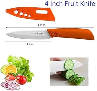 Ceramic Knife Set Ceramic Knives Set for Kitchen Knives Colored w Sheath 6" Bread Knife 6" Chef Knife 5" Utility Knife 4" Fruit Knife 3" Paring Knife 1 Peeler Colorful Rust Free Proof