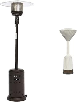 Amazon Basics Outdoor Patio Heater with Wheels, Propane 46,000 BTU, Commercial & Residential - Sable Brown & Outdoor Standup Patio Heater Cover
