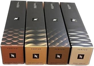 Nespresso Vertuo Barista Creations Golden Caramel, Sweet Vanilla, Rich Chocolate, Roasted Hazelnut, 40 Capsules