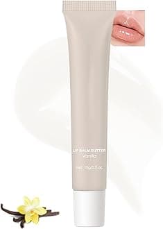 Lip Glowy Balm Butter Lip Balm Moisturizing Hydrating Lip Mask Repair Moisturizer Plumps Lips Care Lip Treatment for Dry Cracked Lip, Glossy Finish, Vegan Lip Balm Chapstick, #1 Vanilla
