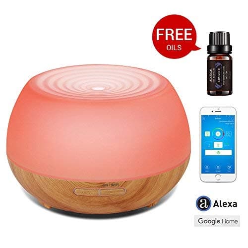 Aromatherapy Diffuser Essential Oil Diffuser with Time Smart Essential Mist Humidifier for Alexa Accessories Smart Home 300ML Oil Diffuser Wood Waterless Auto Shut-Off by YOCGEM