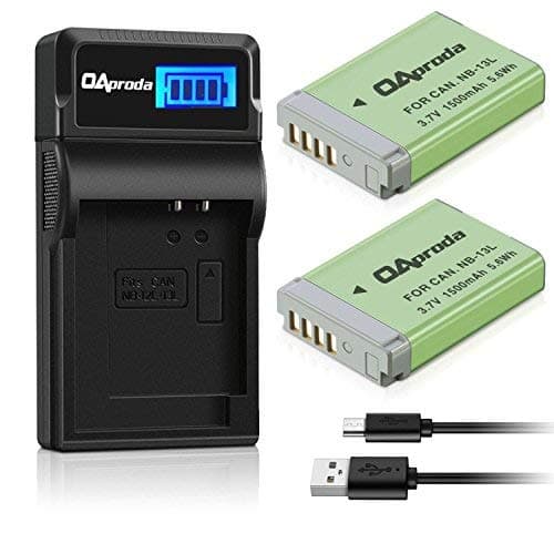 OAproda 2 Pack Fully Decoded NB-13L Battery and Smart LCD Display USB Charger Compatible with Canon PowerShot G5 X, G7 X, G7 X Mark II, G9 X, G9X Mark II, G1 X Mark III, SX620 HS,SX720 HS, SX730 HS