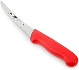 Arcos Boning Knife 5,5 Inch Nitrum Stainless Steel and 140 mm blade. Professional Butcher Knife to Slice Bones from Meat. Ergonomic Polypropylene Handle. Series 2900. Color Red.