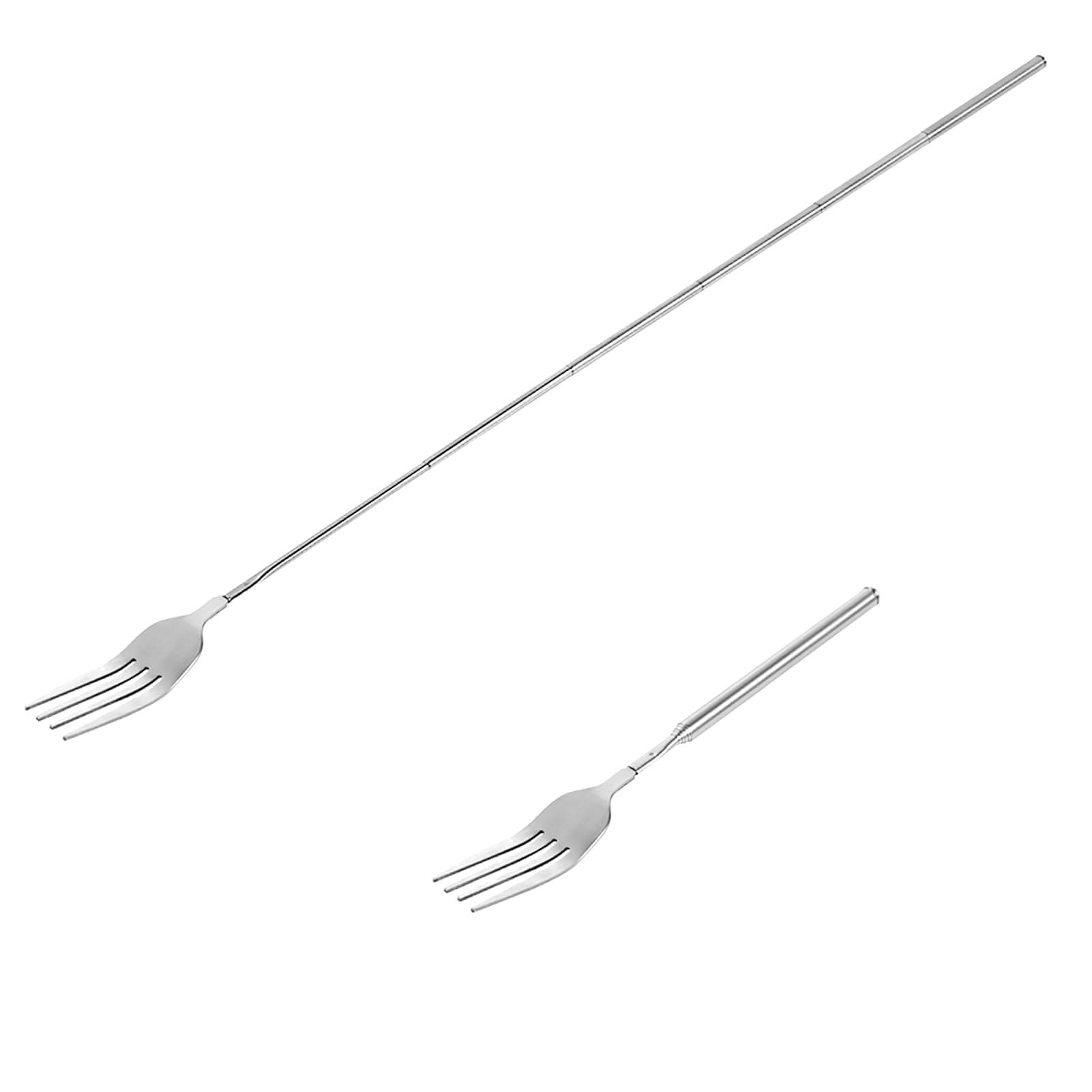 Extendable Fork, 8.7 to 25.4 Inch Long Fork, Telescopic Fork, Retractable Fork BBQ Dinner Fruit Dessert Extended Fork Sturdy and Durable Stainless Steel Tableware（1pcs）