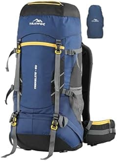 TRAWOC TREKELITE 60L Travel Backpack Hiking Trekking Bag Camping Rucksack for Men & Women with Water Proof Rain Cover/Shoe Compartment MHK004, 3 Year Warranty