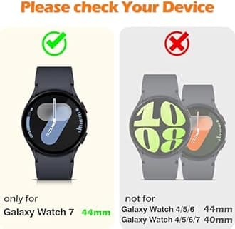Misxi 2-Pack Hard PC Screen Protector Case for Samsung Galaxy Watch 7 44mm, Anti-Slip Ultra-thin Scratch Resistant Cover with Tempered Glass for Galaxy Watch7, Black