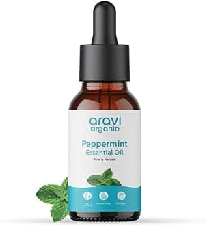 Aravi Organic Peppermint Essential Oil For Skin & Hair Growth, Hair Fall Control, Scalp - 100% Pure & Natural and Undiluted - 15 ml