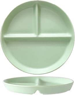 OnePine Adult Porcelain Portion Control Plate Divided into 3 Diet Plate for Salad, Dessert, Noodle, Steak, Breakfast