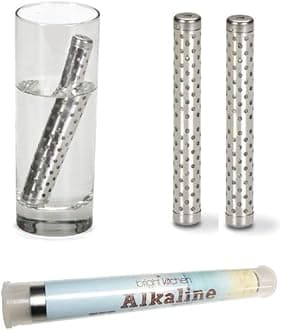 Bright Kitchen 2 Pack Alkaline Water Stick Wand Naturally Raise pH 9.5 Adds Tourmaline, Maifan, Muyu, Far Infrared Stone Reduces ORP Reusable Portable Make Your Own Mineral Water Makes 100 gallons