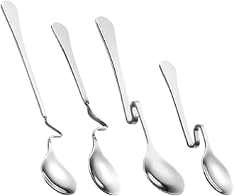 Serving Spoons Stainless Steel 4pcs Hanging Coffee Spoons, Bending Handle Jam s Stainless Steel Honey s Dessert s for Tea Coffee Dessert, 4 Size