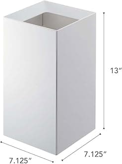 Yamazaki Home Trash Can-Modern Garbage Waste Basket with Handle, One Size, White