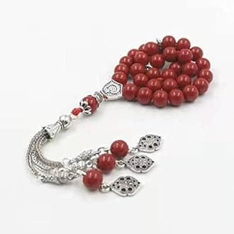 Tasbih red Stone Muslim Women Prayer Bead Islamic Rosary Eid Gift misbaha Turkish Jewelry (12mm x 66 Beads)