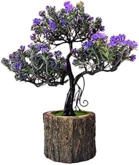 Dekorly Small Artificial Bonsai Tree Fake Plant Potted Japanese Pine Bonsai Plant Faux Bonsai for Home Indoor Decoration Office (Wooden Potted Plants, Design-D, MN25122023012)