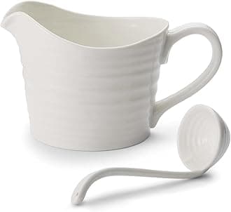 Sophie Conran for Portmeirion Sauce Jug and Mini Ladle, Porcelain, White, 18.5 x 11 x 13 cm