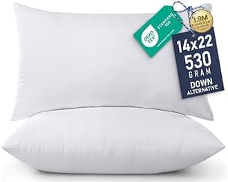 14x22 Pillow Inserts, Set of 2, White – Indoor Decorative Throw Pillows for Bed, Sofa & Couch – Soft, Supportive & Fluffy Cushion Inserts