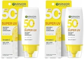 Garnier Super UV Invisible Serum Sunscreen SPF 50 PA++++ UVA/B for Broad Spectrum | Lightweight with Vitamin C | No White Cast | For All Skin Types (Oily, Dry, Acne-prone) | For Men & Women 30ml