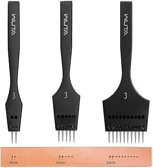 WUTA Removable Circle Leather Hole Punch Lacing Stitching Professional Working Hand Tool Kit Round Hole Puncher Craft Chisel Cutting Punches Kits 2nd Generation 3.85mm-(2+4+6)