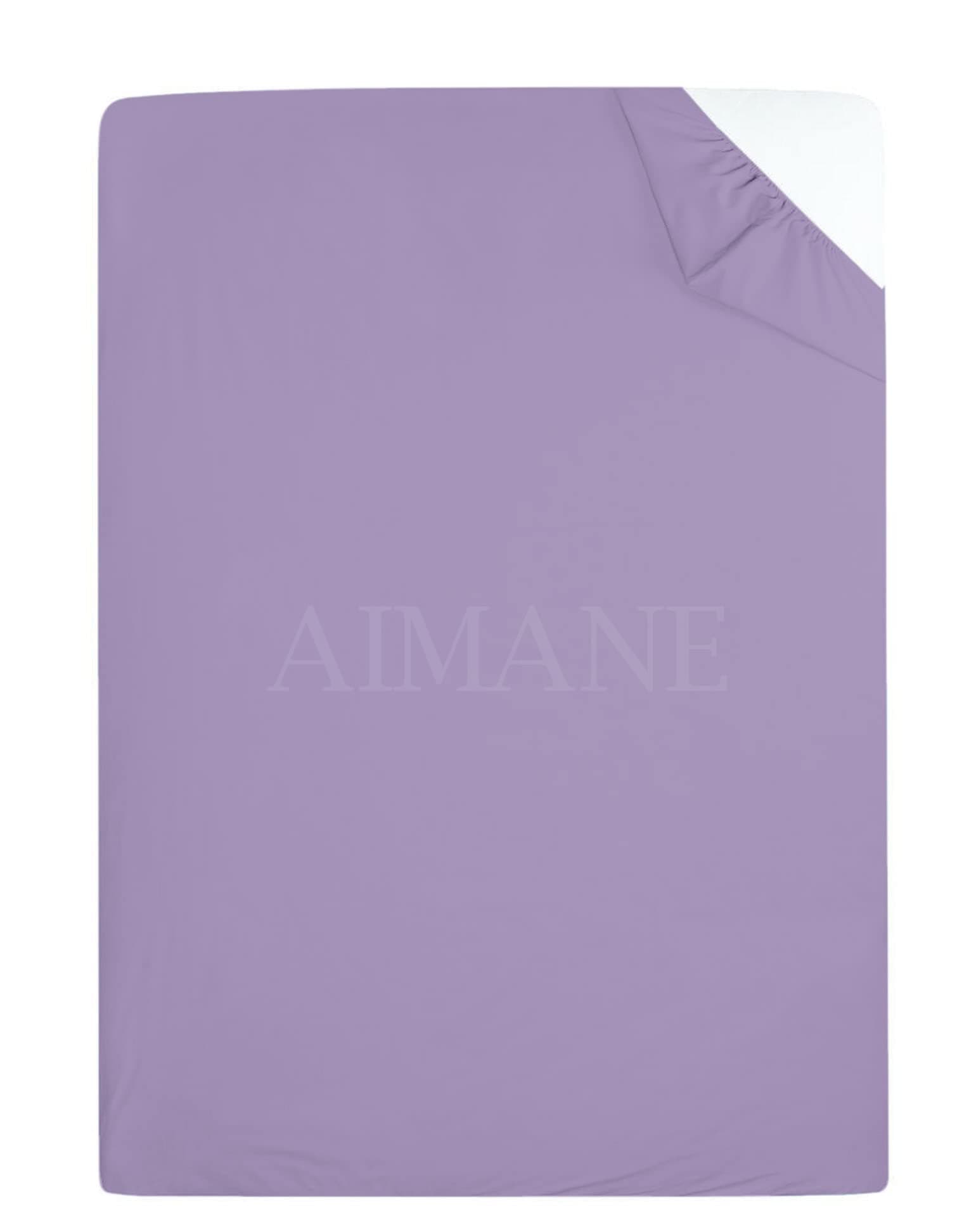 AIMANE® Non Iron Percale 4FT Small Double Fitted Sheet Poly Cotton Easy Care Non Iron Percale 4FT Fitted Bed Sheets Small Double (Lilac)