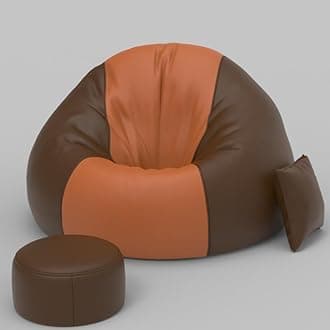 Biggie Bean Bag Chair 4XL with Beans Filled-Duo Pop Sofa-Two Tone One Vibe-Crafted for Comfort-Styled for Elegance with Free Cushion & Footrest (Matching Color : Sofa, Tan-Brown Brown)