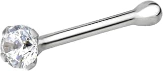 Nose Rings Sterling Silver CZ Simulated Diamond Bone Studs, 1.5mm Crystal 22g