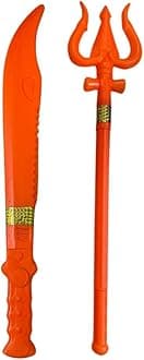 Plastic Action Combo Toys for Kids | 1 Shiv Trishul & 1 Khanjar/Dagger | Weapon Role Play Toy | Action Figure Toy | Size - 52 CM | Combo 2 Pcs | Age 2+