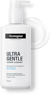 Neutrogena Ultra Gentle Creamy Cleanser | 14X Gentler Cleanser | All Skin Types Including Sensitive Skin | Face Wash for Sensitive Skin for Men & Women | With Barriercare Technology & 10% Glycerin | Paraben-Free