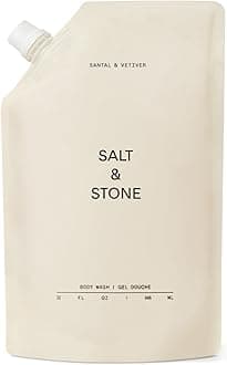 Salt & Stone Body Wash with Antioxidants for Deep Moisture | For Women & Men, Sulfate, Paraben, & Dye Free, Leaving Skin Soft and Hydrated | Santal & Vetiver Refill 32 fl oz