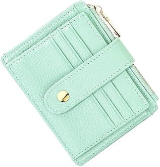 Men Women Leather Credit Card Holder RFID Blocking Slim Leather Wallet, Minimalist Card Holder Small Wallet with Coin Pocket, Thin Front Pocket Wallets with 9 Card Slots