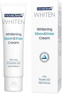 Novaclear Whitening Elbow & Knee Cream – Urea, Glycolic Acid & Alpha Arbutin – Exfoliating, Moisturizing & Brightening Cream for Dry, Dark Elbows, Knees, Hands & Heels – 50 ML